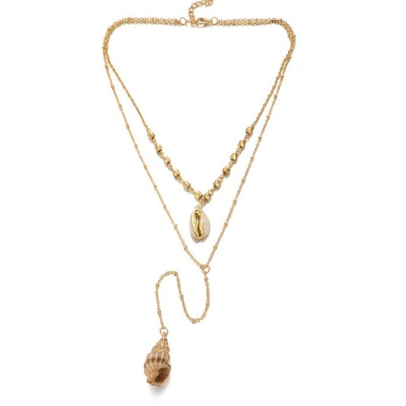 Layer Cowrie Under The Sea Shell Drop Necklace - Picture 2 of 5